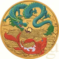 1 Unze Goldmünze Australien Drache & Koi 2024 - Rot coloriert