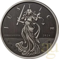1 Unze Silbermünze Gibraltar Lady Justice 2024 - Antik Finish