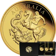 The Perth Mint 125 Jahre Australian Sovereign 2024 Goldmünzen - polierte Platte - Three Coin Set