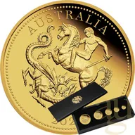 The Perth Mint 125 Jahre Australian Sovereign 2024 Goldmünzen - polierte Platte - Five Coin Set