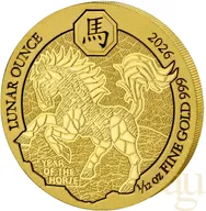 1/12 Unze Goldmünze Ruanda Lunar Pferd 2026