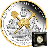 1 Unze Silbermünze Australien 175 Jahre Gold Rush 2026 teilvergoldet - polierte Platte