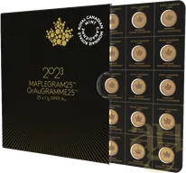 25x 1g Goldmünze Maple Leaf - Maplegram 2023