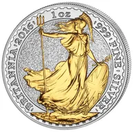 1 Unze Silbermünze Britannia 2016 teilvergoldet