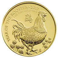 1 Unze Goldmünze Lunar UK Hahn 2017