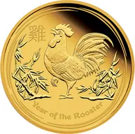 1/4 Unze Goldmünze Australien Lunar II Hahn 2017 - polierte Platte