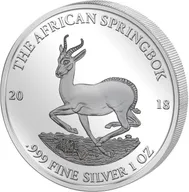 1 Unze Silbermünze Afrika Gabun Springbock 2018