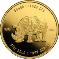 1 Unze Goldmünze Republic of Tschad Mandala Nashorn 2018