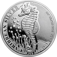 1 Unze Silbermünze Barbados Seepferdchen 2018