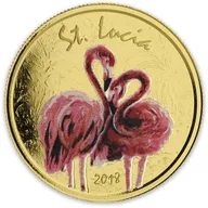 1 Unze Goldmünze EC8 St. Lucia - Flamingo 2018 coloriert