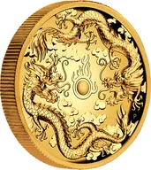 2 Unzen Goldmünze Australien Drache & Drache 2019 - High Relief - polierte Platte