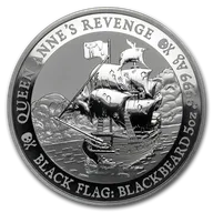 5 Unzen Silbermünze Tuvalu - Black Flag - Piratenschiff Queen Anne's Revenge 2019