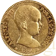20 Pesetas Goldmünze Spanien Alfonso XIII 1887 (1962)