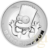 2 Unzen Silbermünze Tuvalu The Simpsons - Bart Simpson 2022 - polierte Platte - High Relief