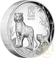 1 Unze Silbermünze Australien Lunar III Tiger 2022 - polierte platte - High Relief