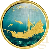 1 Unze Goldmünze EC8 St. Kitts & Nevis - Shipwreck 2021 - coloriert