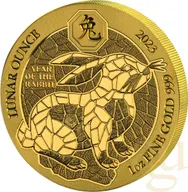 1 Unze Goldmünze Ruanda Lunar Hase 2023