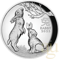 1 Unze Silbermünze Australien Lunar III Hase 2023 - polierte platte - High Relief