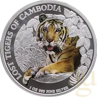 1 Unze Silbermünze Kambodscha Lost Tigers 2023 - coloriert