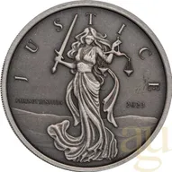 1 Unze Silbermünze Gibraltar Lady Justice 2023 - Antik Finish