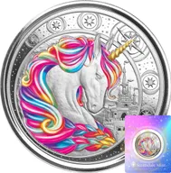 1 Unze Silbermünze Afrika Ghana Unicorn 2023 - coloriert