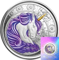 1 Unze Silbermünze Afrika Ghana Unicorn 2023 -  lila coloriert