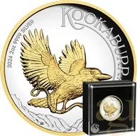 2 Unzen Silbermünze Australien Kookaburra 2024 teilvergoldet - polierte Platte - High Relief