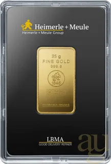 25 Gramm Goldbarren Heimerle + Meule