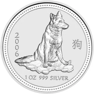1 Kilogramm Silbermünze Australien Lunar I Hund 2006