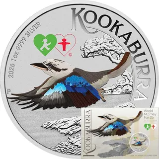 1 Unze Silbermünze Australien Kookaburra 2026 WMF Berlin - coloriert