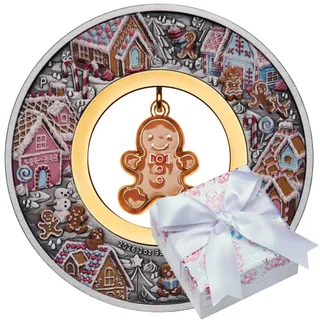 2 Unzen Silbermünze Australien Gingerbread Christmas - Antik Finish coloriert