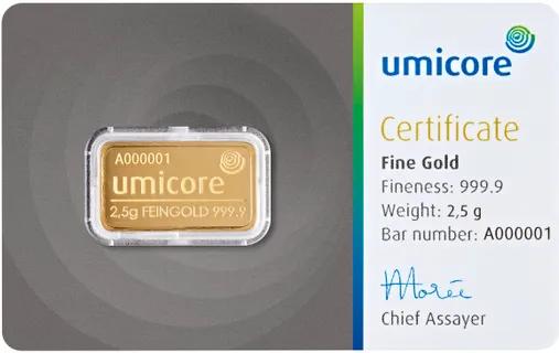 2,5 Gramm Goldbarren Umicore