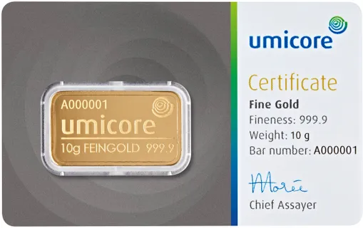 10 Gramm Goldbarren Umicore