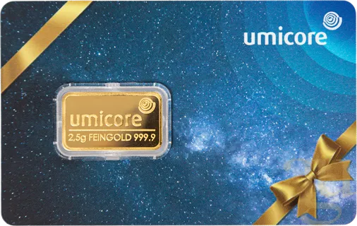 2,5 Gramm Goldbarren Umicore Geschenkkarte