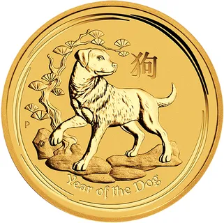 10 Unzen Goldmünze Australien Lunar II Hund 2018