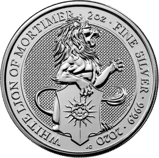 2 Unzen Silbermünze Queens Beasts White Lion 2020