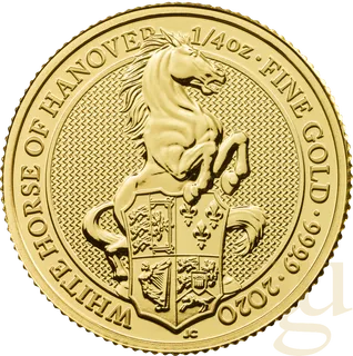 1/4 Unze Goldmünze Queens Beasts White Horse 2020