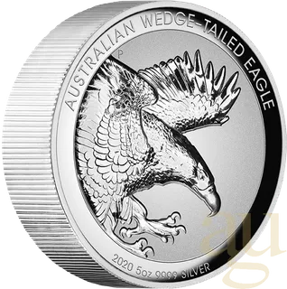 5 Unzen Silbermünze Australien Wedge Tailed Eagle 2020 Incused High Relief - polierte Platte
