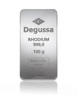100 Gramm Degussa Rhodiumbarren