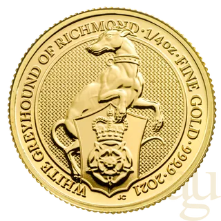1/4 Unze Goldmünze Queens Beasts White Greyhound 2021
