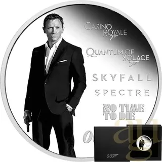 1 Unze Silbermünze Tuvalu James Bond 007 - Daniel Craig 2024 - proof coloriert