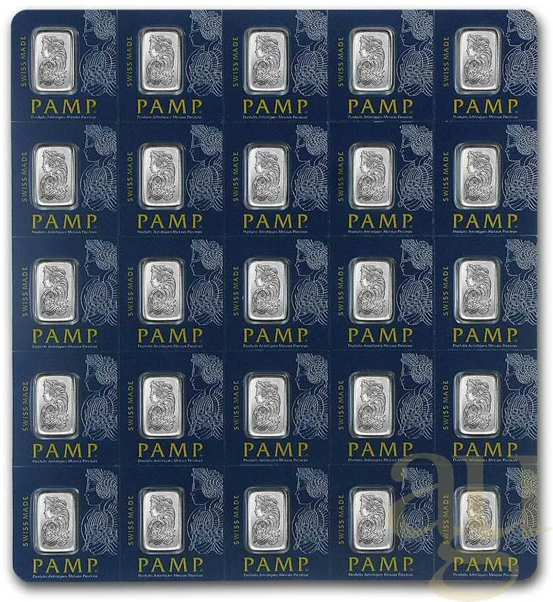 25 x 1 Gramm Platinbarren Multigram PAMP Fortuna