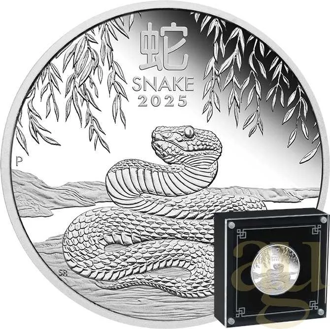 1 Unze Silbermünze Australien Lunar III Schlange 2025 - polierte Platte