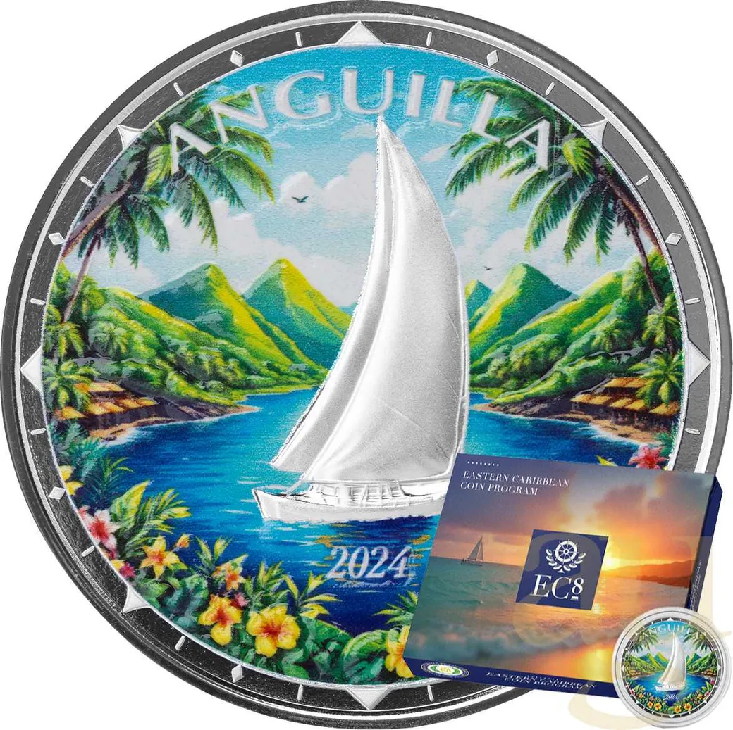 1 Unze Silbermünze EC8 Anguilla - Regatta 2024 - coloriert