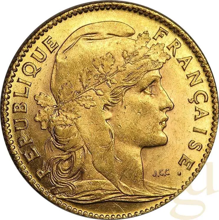 10 Francs Goldmünze Frankreich Marianne - Hahn