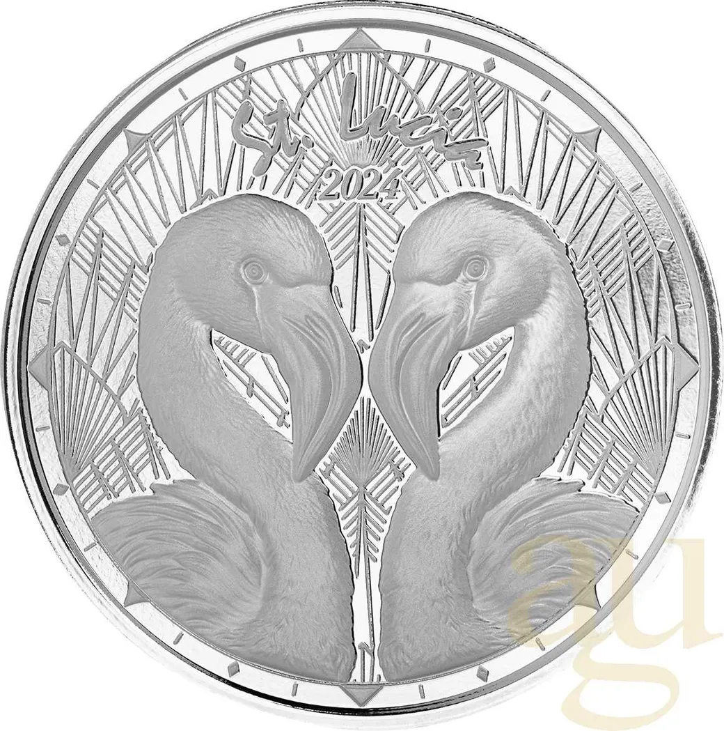 1 Unze Silbermünze EC8 St. Lucia - Flamingos 2024