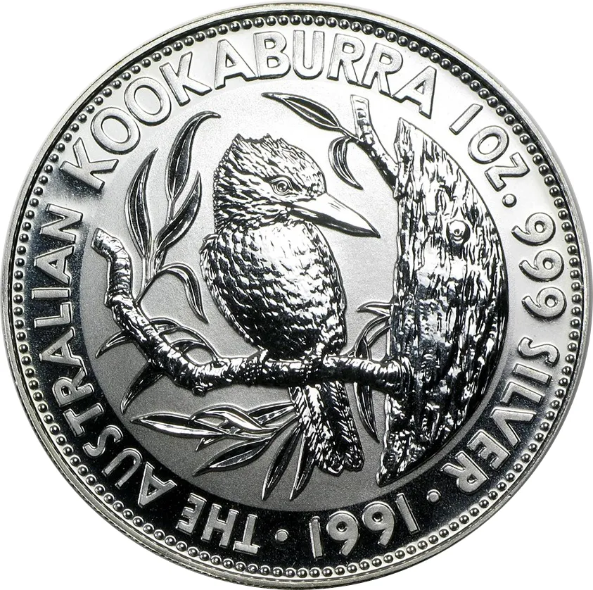 1 Unze Silbermünze Australien Kookaburra 1991