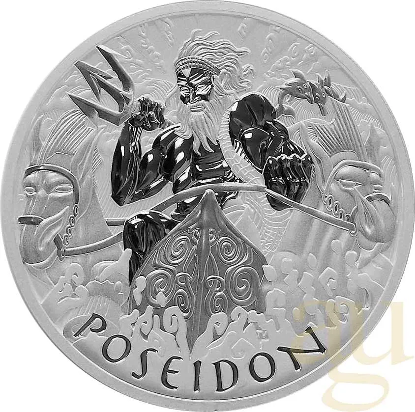 1 Unze Silbermünze Tuvalu - Gods of Olympus - Poseidon 2021