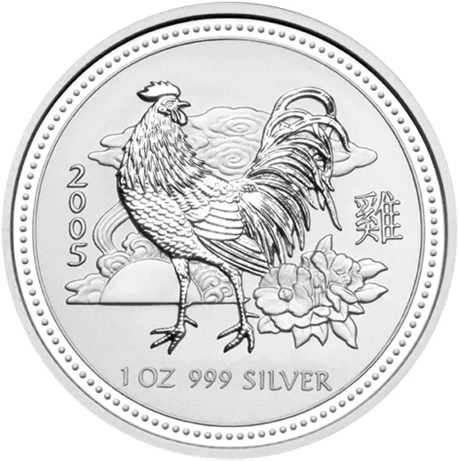 1 Kilogramm Silbermünze Australien Lunar I Hahn 2005