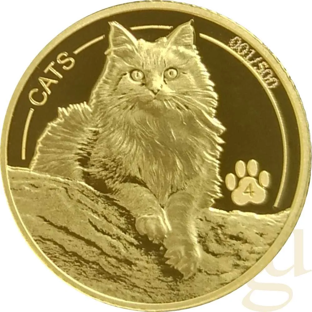 1/10 Unze Goldmünze Fiji Cats 2025 - prooflike